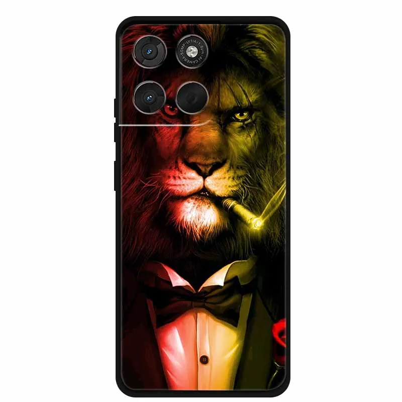 Lion Design Soft Silicone Animal Phone Case - Black TPU Protective Bumper Cover