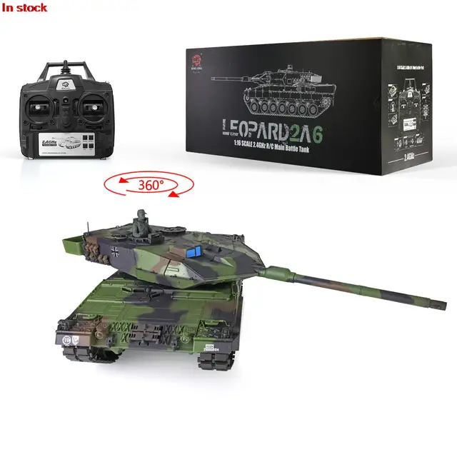 2.4Ghz HENG LONG 1/16 7.0 Plastic Leopard2A6 RC Tank 3889 W/ 360 Rotation Turret BB Shoot Unit Track Gearbox Toys TH17575-SMT4 1