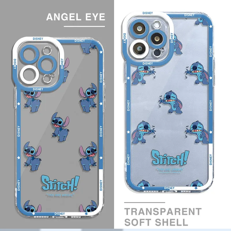 Custodia Per Apple Iphone 11 13 15 14 Pro Max 12 Mini 7 8 Plus Xr X Xs Se 6 6S Angel Eye Cover Per Telefono Stitch Blue Cute Alien Guita