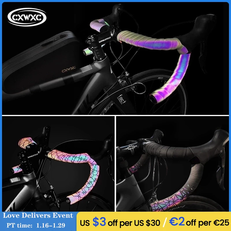 2Pcs Bicycle Handlebar Type Cycling Road Bike Handlebars Reflective