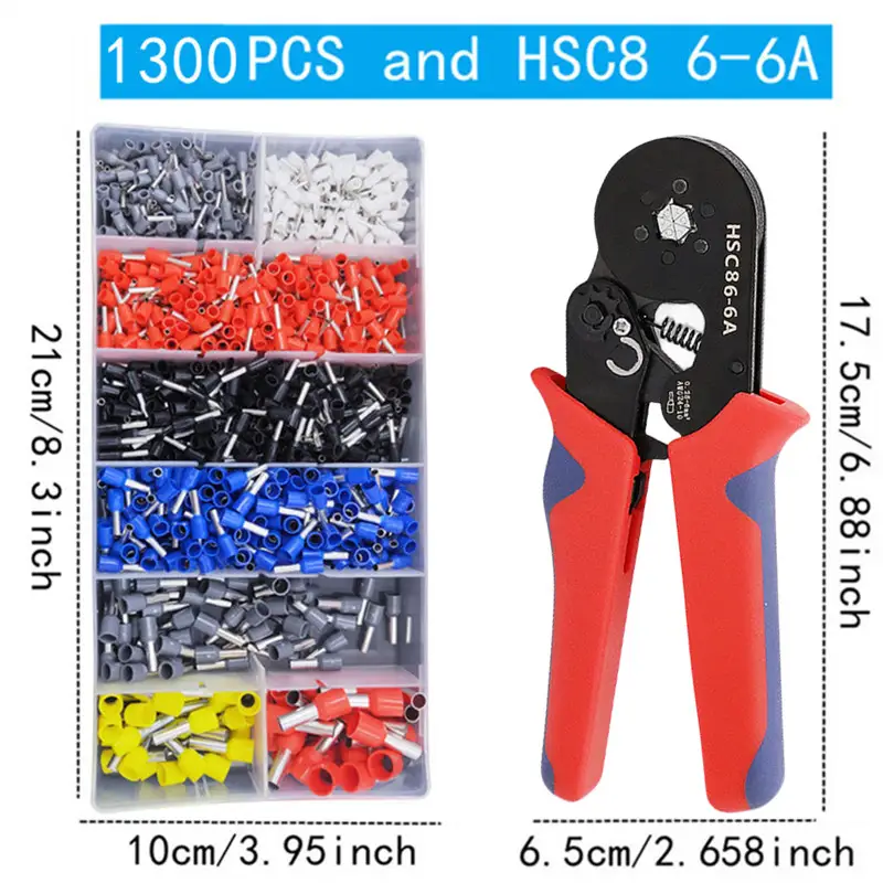 Boxed VE Tubular Crimp Terminals,Cable Electrical Connector,Insulated Wire Connectors,Tube Type Terminal Crimping Pliers HSC86-4 - Image 9