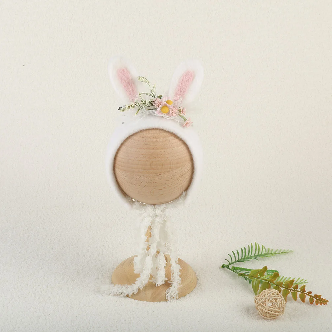 Newborn Wool Felt Fox Flower Bonnet Newborn Photography Props Baby Animal Floral Garden Hat Photo Shoot 2