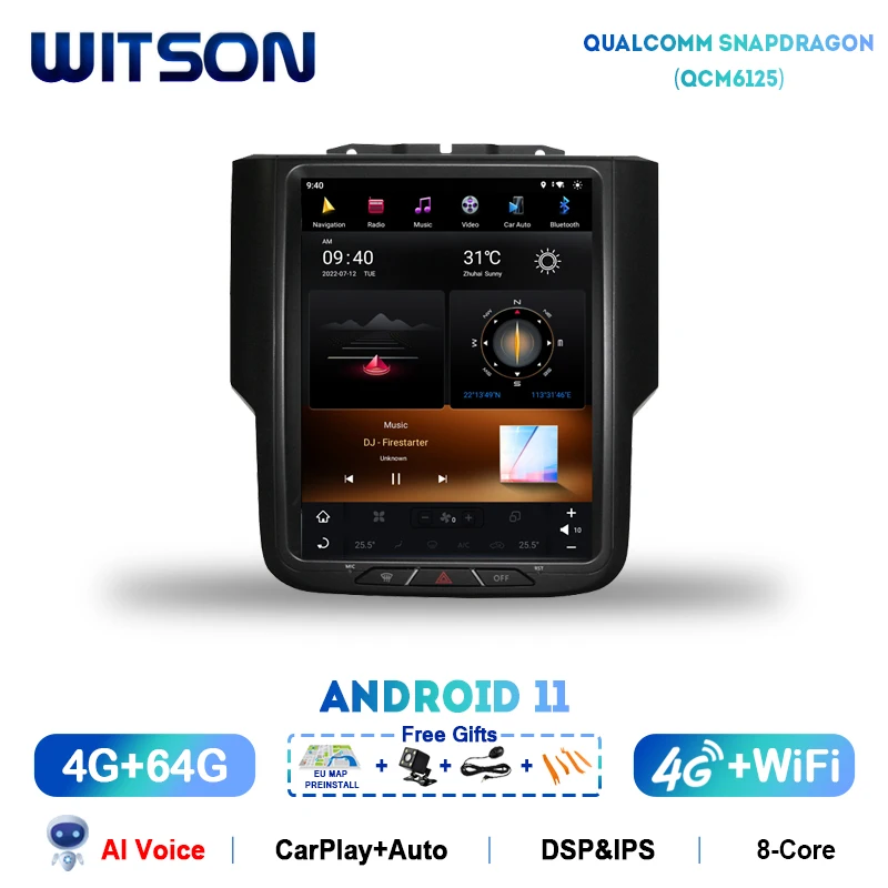 

Автомобильный радиоприемник WITSON на Android TESLA для Dodge RAM 1500 2011-2017 GPS-навигация стерео вертикальный автомобильный мультимедиа