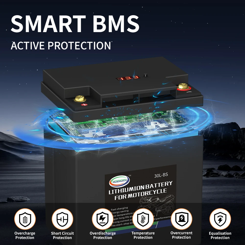 Motorcycle Battery Lithium Phosphate Battery 30L-BS 12V LiFePO4 For Electric Motorbike Harley Snowmobile Motorboat
