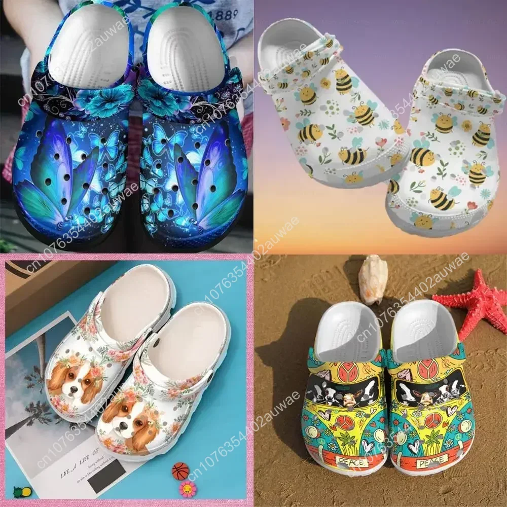 Summer Beach Slip-on Sandals Lightweight Flats Wear Resistant Hole Shoes Hospital Medical Nurse Print Women Slipper Nurse Clogs