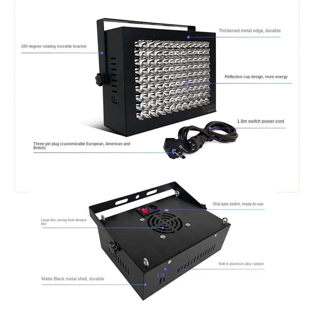 2000W395nm 365nm 405nm cured ultraviolet Gel Curing Lamp Varnish Screen Printing Exposure LED Ink Offset Printing Coating Curing