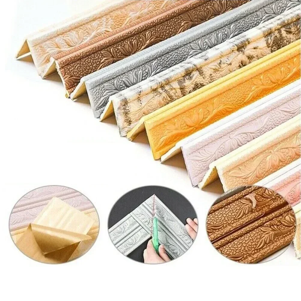 Wall Stickers Self Adhesive Skirting Line 3D Anti-collision Decoration Strips Bedroom Living Room Kid's Corner