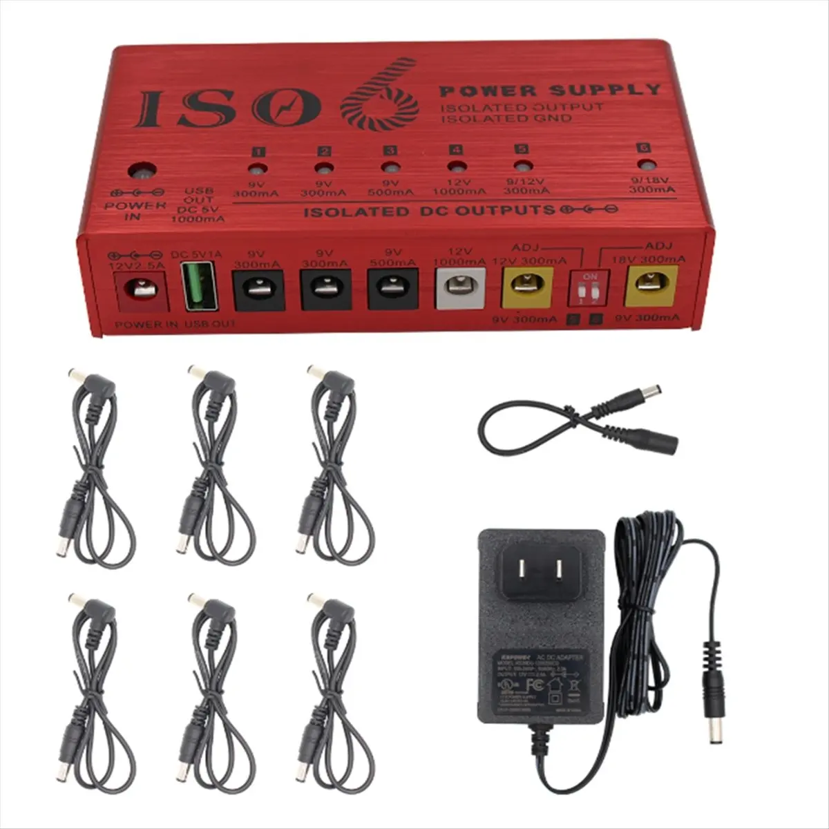 (ABGQ) ISO6 전원 공급 장치 7채널 악기 전원 공급 장치 별도의 단락 보호 LED 전원 표시등(미국)