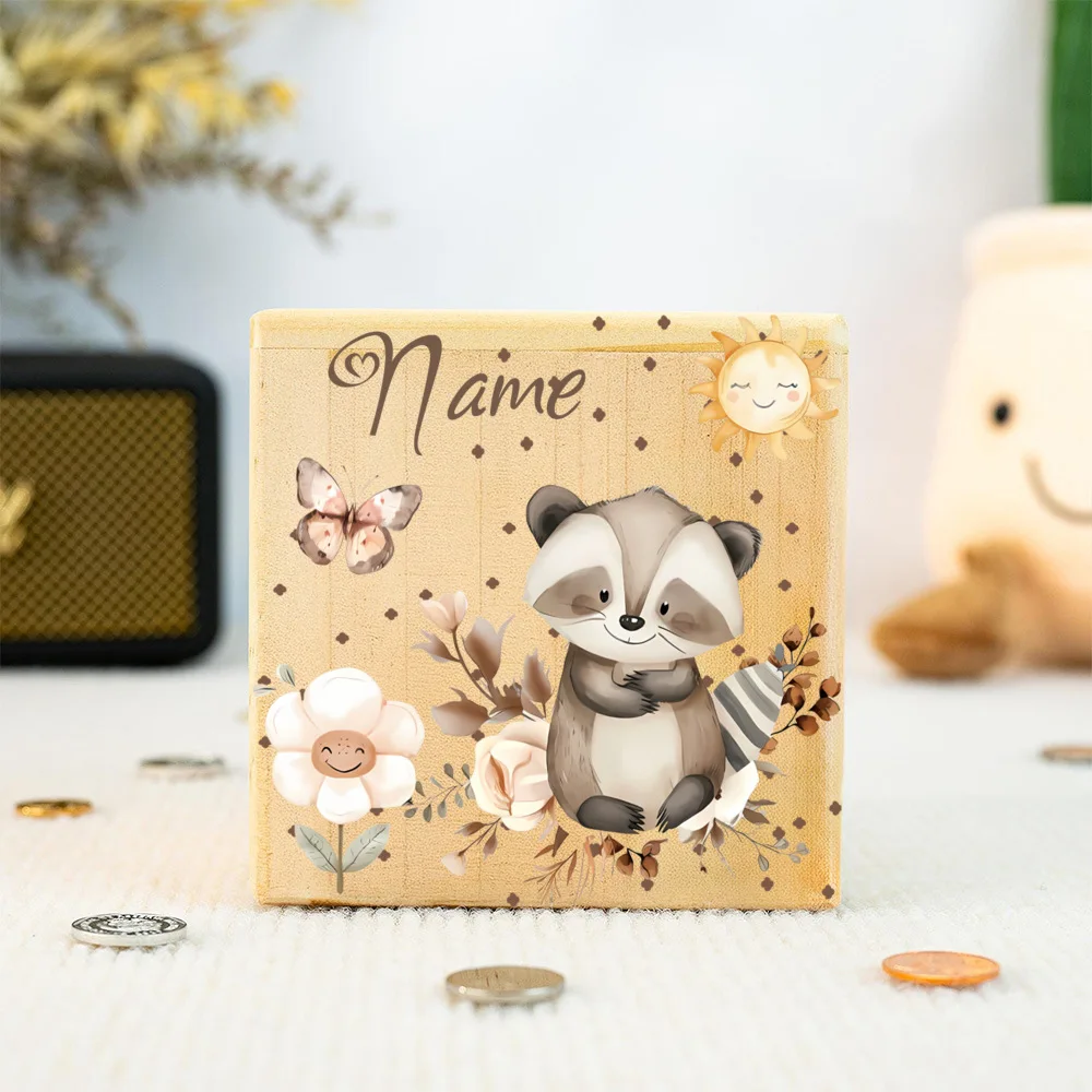 Personalisierte Spardose mit Namen, Kinder-Sparschwein aus Holz, Weihnachtsgeschenk für Kinder, Kinderzimmerdeko, Geldbox für Kinder_voghion.com