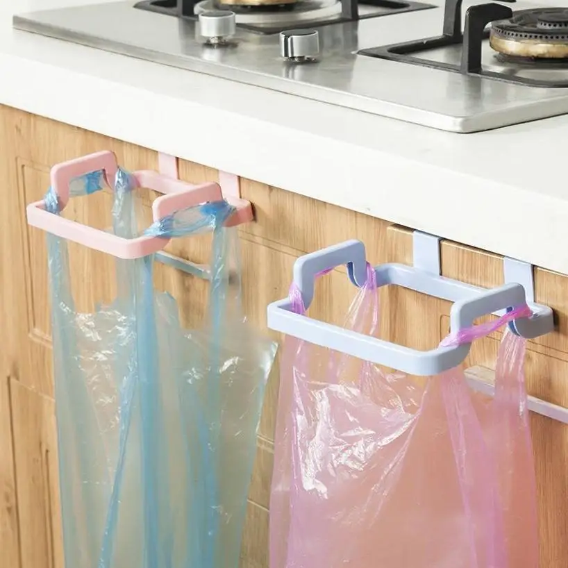1 Pcs Garbage Bag Holder Kitchen Cabinet Door Hanging Plastic Cloth Holder Home Storage Plastic Garbage Bag Holder