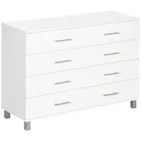 Комод Homcom с 4 ящиками для спальни и ножками Комод в современном стиле для входа в гостиную 112X38,2X81 см Белый