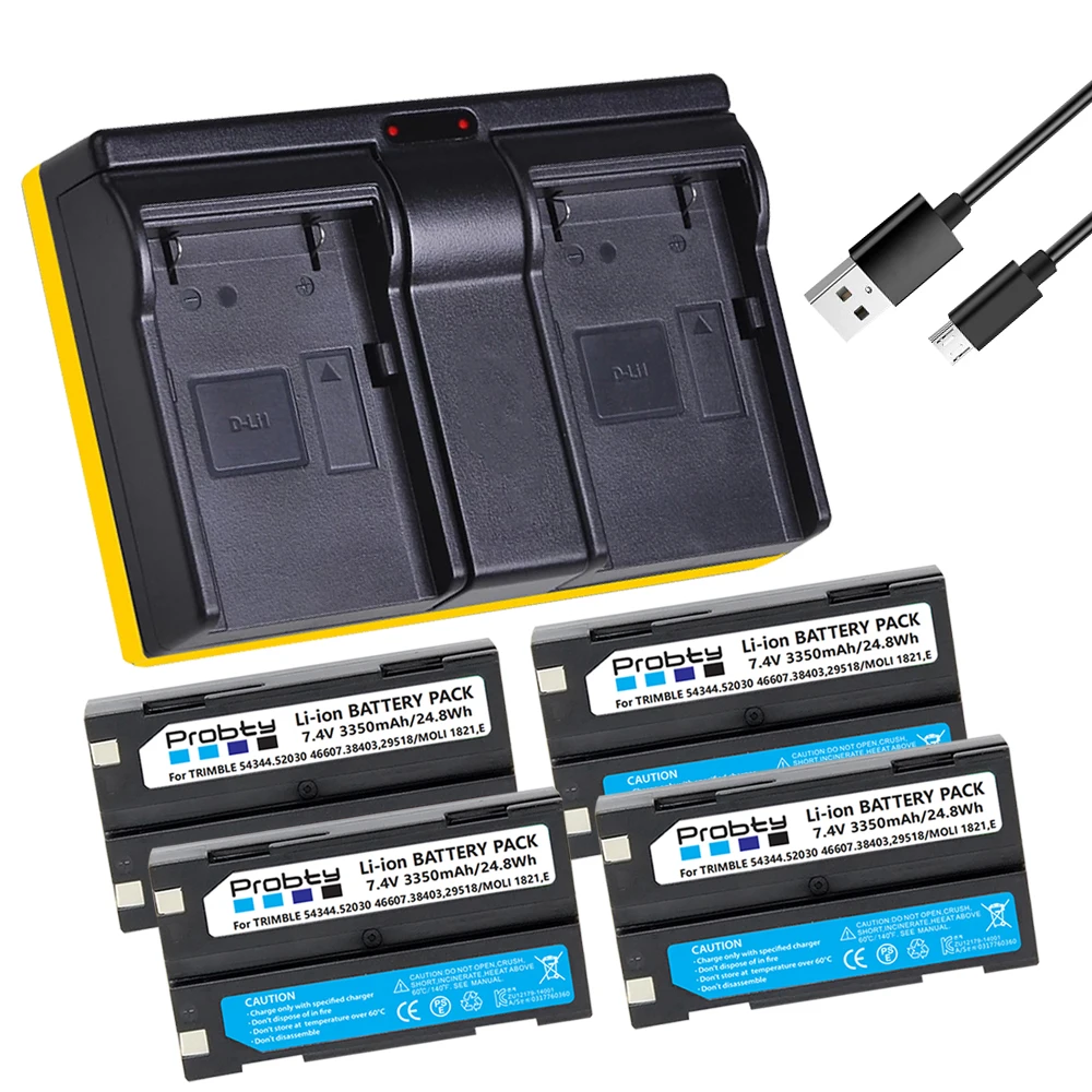 Batteria 7.4V 3350Mah + Caricabatterie Led 54344 Per Trimble 54344,29518,46607,52030,38403,R8,5700,5800,R6,R7,R8,Pentax D-Li1