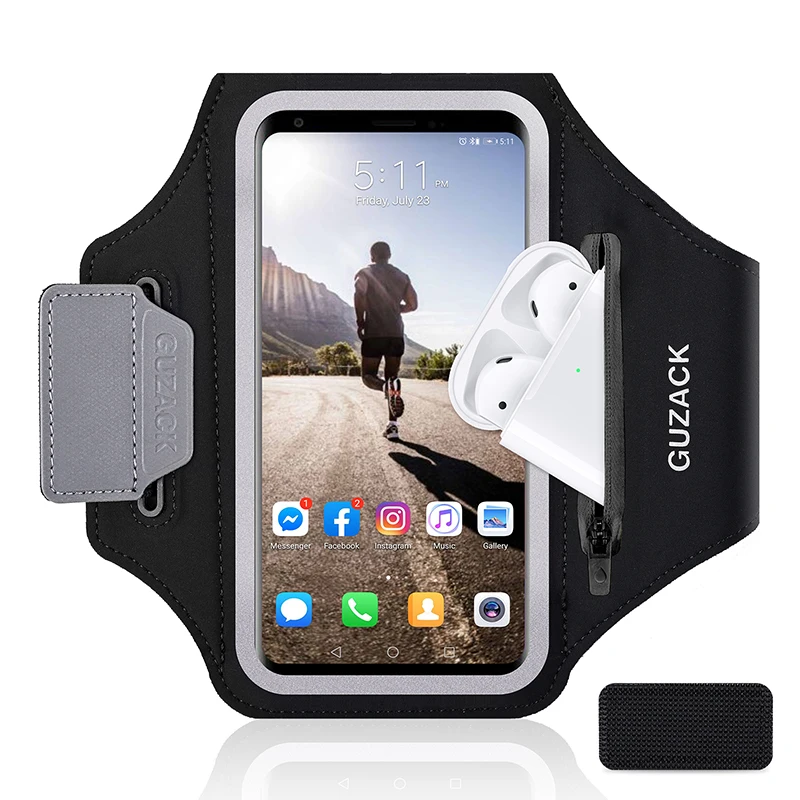 Mobile Phone Armband Phone Arm Band Phone Armband Sports Arm Bag Fitness Arm Bag HAISSKY 7.0 Large Running Sports Armbands For iPhone 16 15 14 13 12 Pro Max Zipper Earphone Pocket Arm Bag For Samsung S24 Ultra