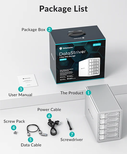 Yottamaster VN400C3 Enclosure 4 Bay Per HDD/SSD - USB-C 10Gbps, Fino A 88TB, Daisy Chain - Foto 9