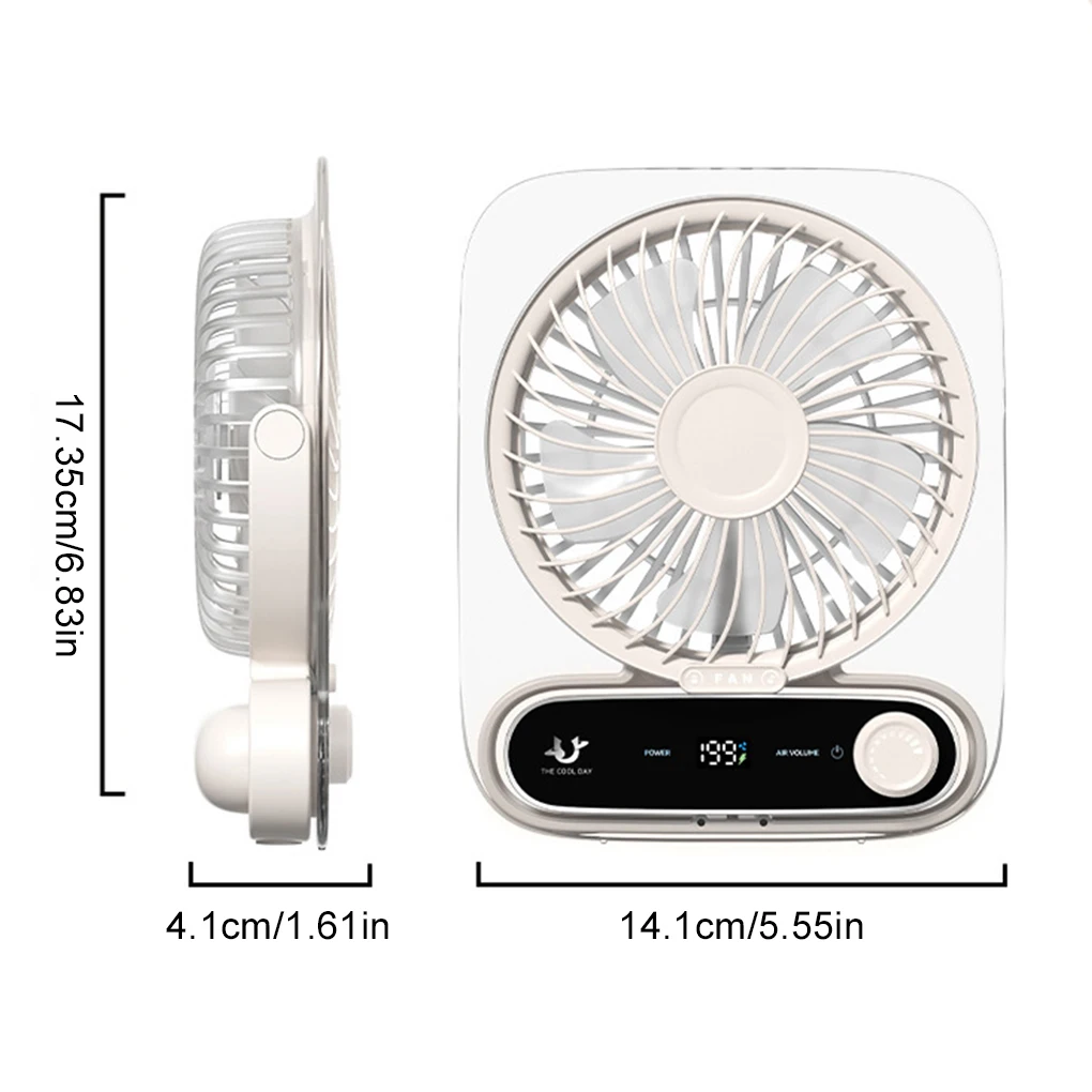 Portable USB Charging Desktop Fan Ultra-thin Wall Hanging Silent Mini Electric Fan with Warm Light Effect/Breathing Light Mode