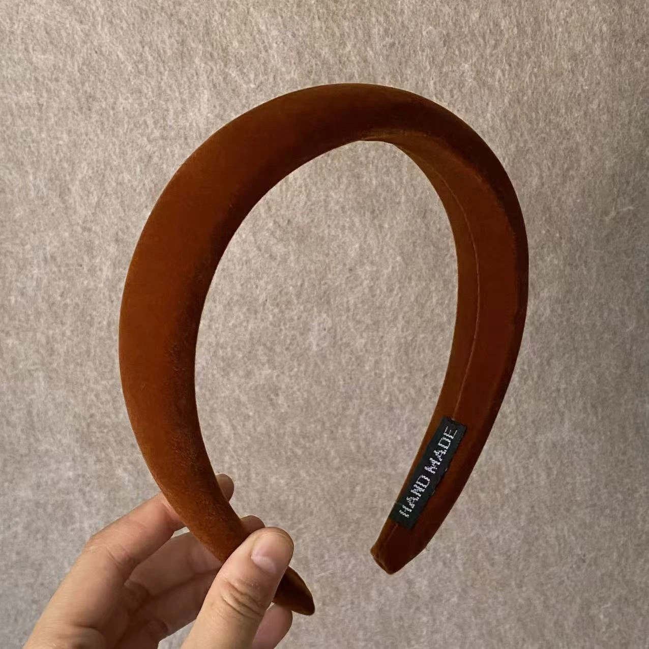 1PC Brown Velvet Headbands Set - Handmade Thick Padded Hair Hoops, Vintage Style Hair Accessories For Women, Trendy Daily&Party