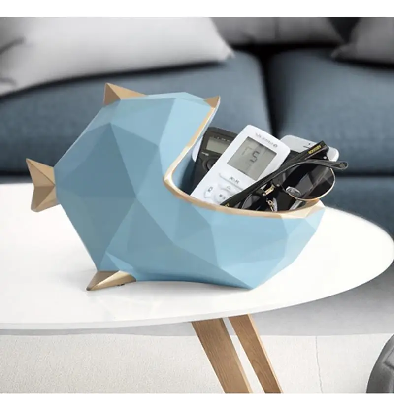 

Geometric Fish Statue Decoration Resin Creative Animal Storage Box Decoration Accessories Furnishings Crafts Key Storage Tray