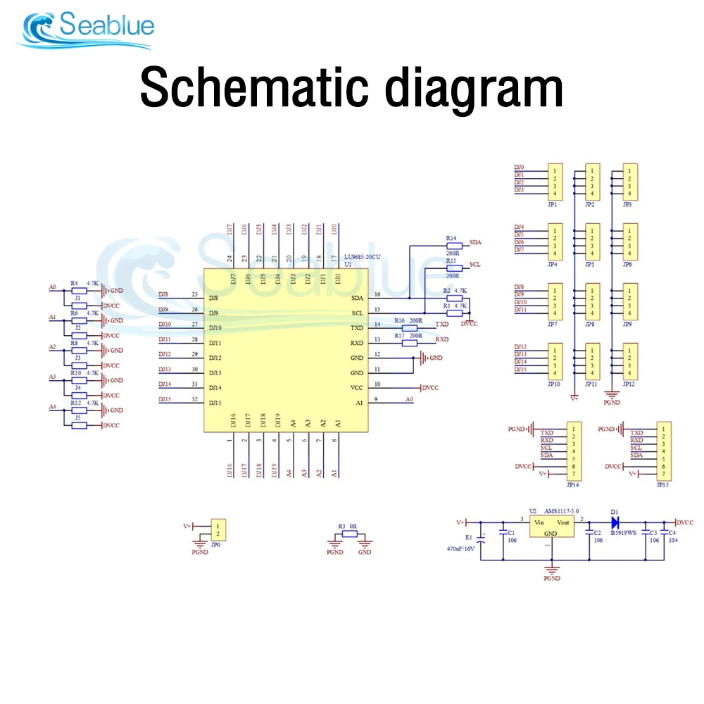 DC 5-10V LU9685 16 채널 12-bit PWM 서보 드라이버 보드 IIC 인터페이스 LU9685 모듈 컨트롤러, Arduino for Raspberry pi