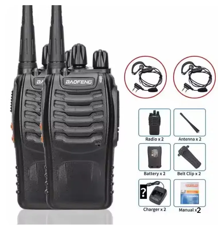 Baofeng BF-888S UHF 400-470MHz 5W Two-way PMR446 Radio Walkie Talkie USB Charger 2