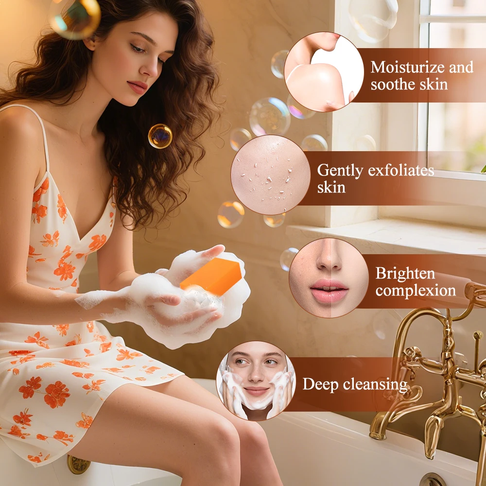 Hand Made Persimmon Soap Body Cleaning Lightening Dark Underarm Leg Body Cleansers Brightening Face Soap Tender Skin Care Beauty