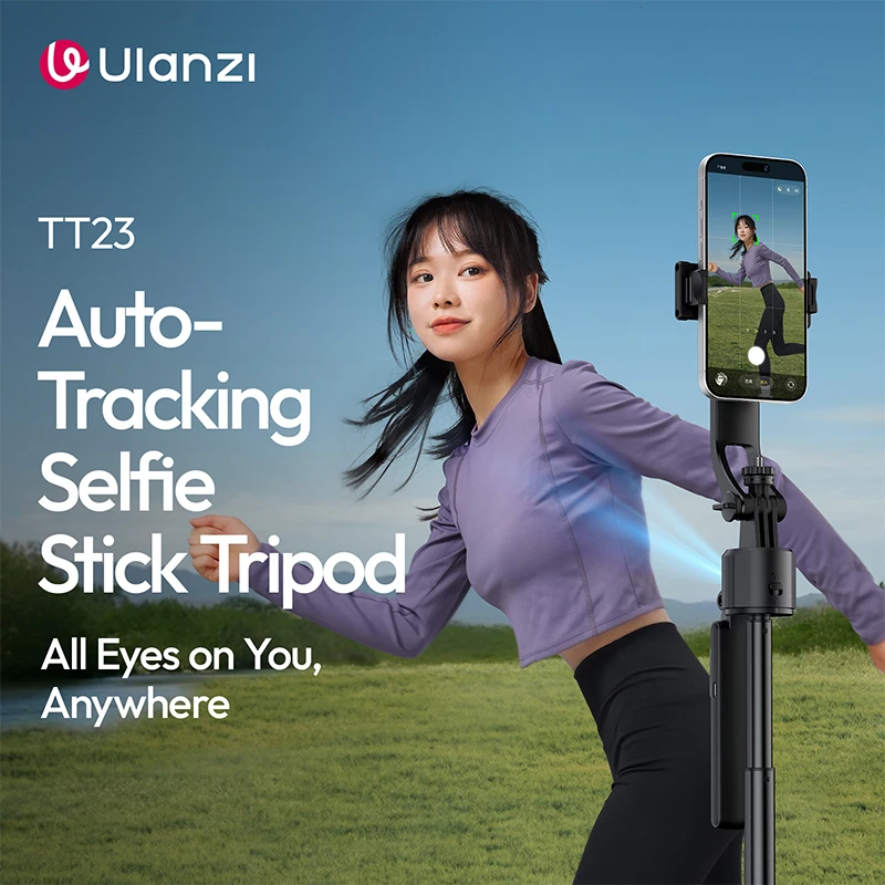 Ulanzi TT23 Auto-Tracking Selfie Stick Tripod Gesture/Bluetooth Remote Control for Travel Vlog Livestreaming Street Photography