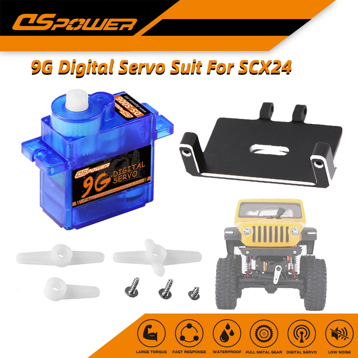 

DSPOWER 9g Digital Servo 1.5kg Torque High precision with Mount Arm Set for RC Car Model Axial SCX24 Gladiator Upgrade Parts