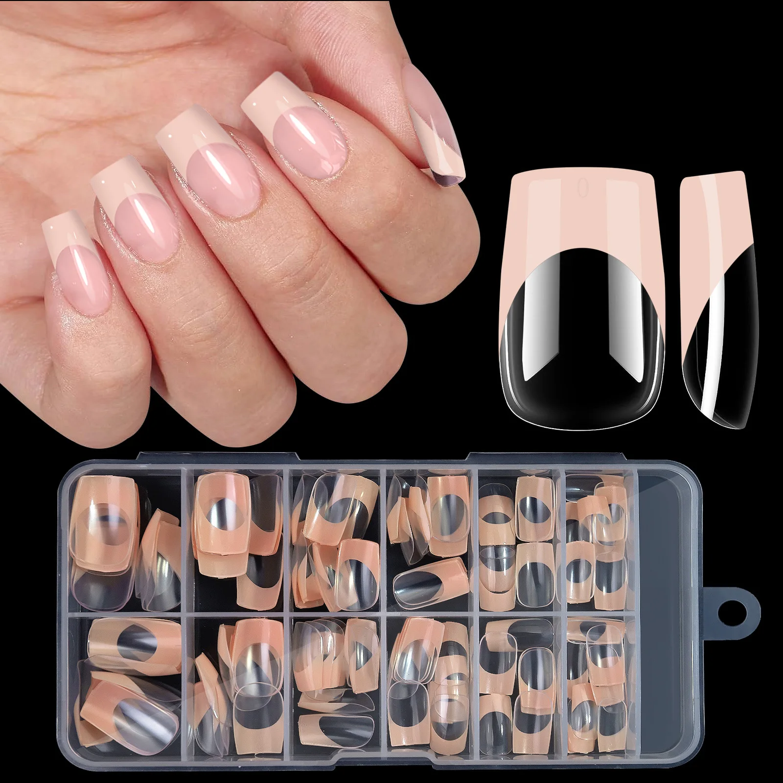 24pcs Red Square Shaped French Tips False Nails With Nail File And Jelly  Glue For Long Nails | SHEIN USA