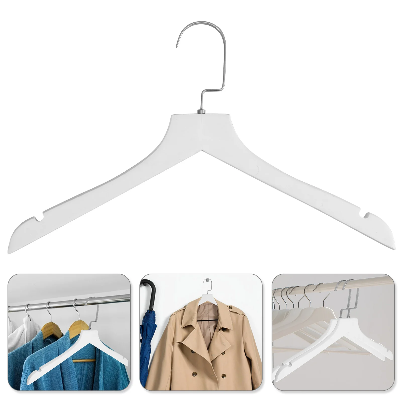 

White Coat Hanger Solid Wood Hangers Sweater Hangers Extra Wide Shoulder Wooden Hangers for Heavy Coat Skirt