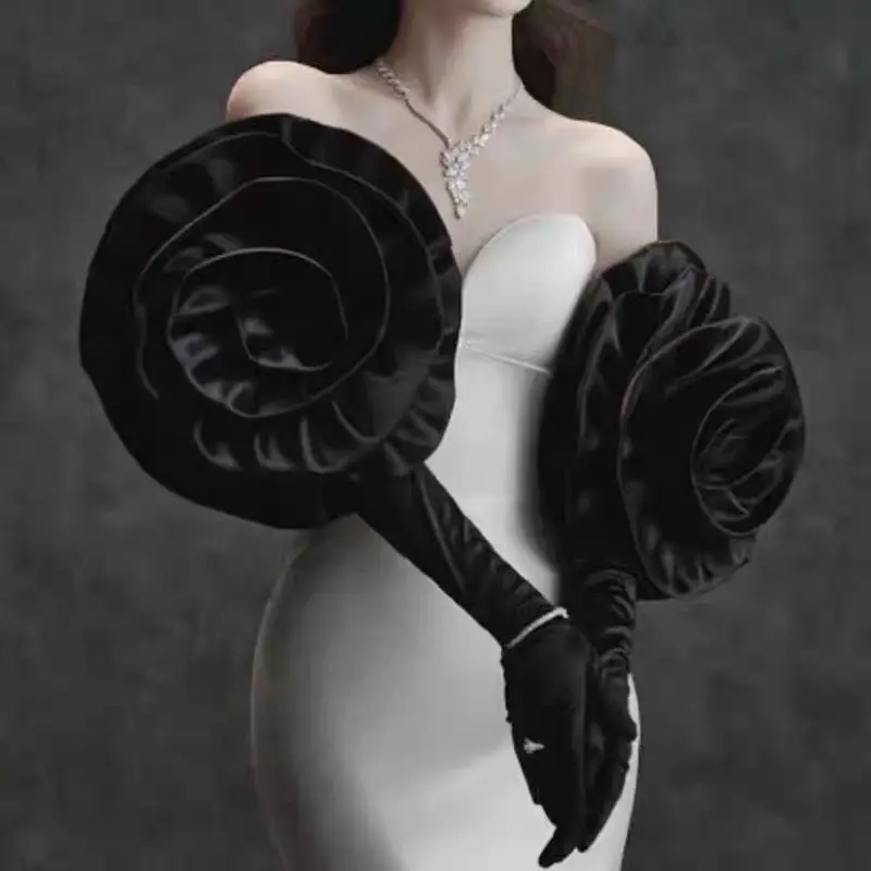 women's-elegant-designer-handmade-black-satin-flower-glove-female-vintage-photography-formal-dress-glove-2-pcs-set-r1288