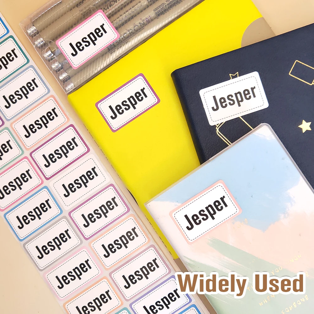Personalized Colored Border Name Sticker label stickers 100pcs Waterproof Stickers Children School Stationery Water Bottle Office Label