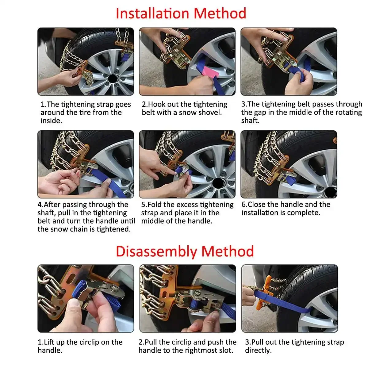 Universal Steel Truck Car Wheels Tyre Tire Snow Ice Winter Chains Belt Winter Anti-skid Vehicles SUV Wheel Chain Mud Road Safety
