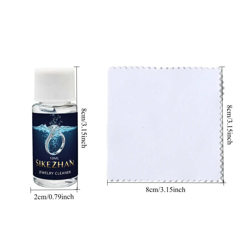 보석 청소 및 광택 키트, 10ml 클리너와 천 포함, 변색 제거, 금/은/다이아몬드 반지, 목걸이, 팔찌 광택
