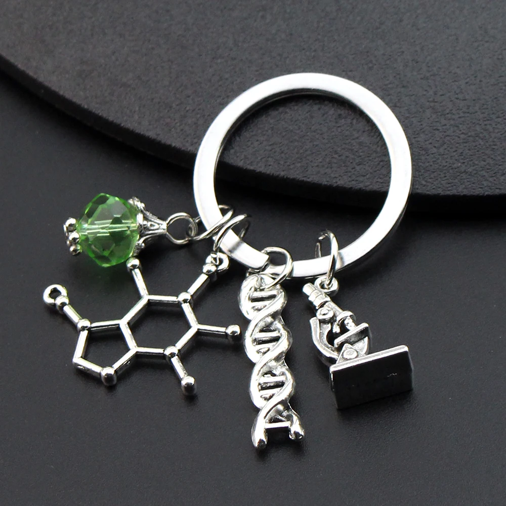 

Doctor Molecular DNA Microscope Keychain Science Microscope Equipment Keyring For Medicine School Gift Jewelry