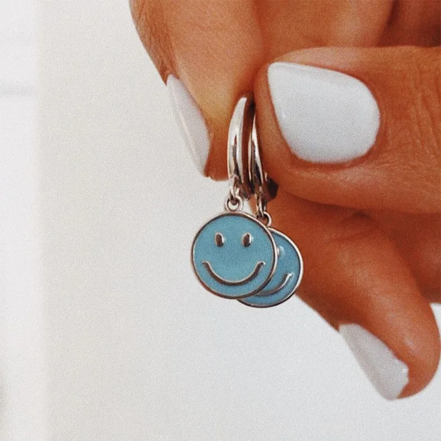 Cute Round Face Drop Earrings For Women Multicolor Enamel Funny Face Hoop Earrings Charm Circle Earrings Jewelry 1