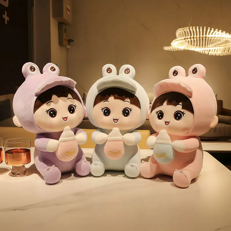 Kawaii Milk Bottle Baby Plush Toy Down Cotton Stuffed Cute Plushies Doll Cartoon Plush Toys for Girls Babys Kids Birthday Gifts