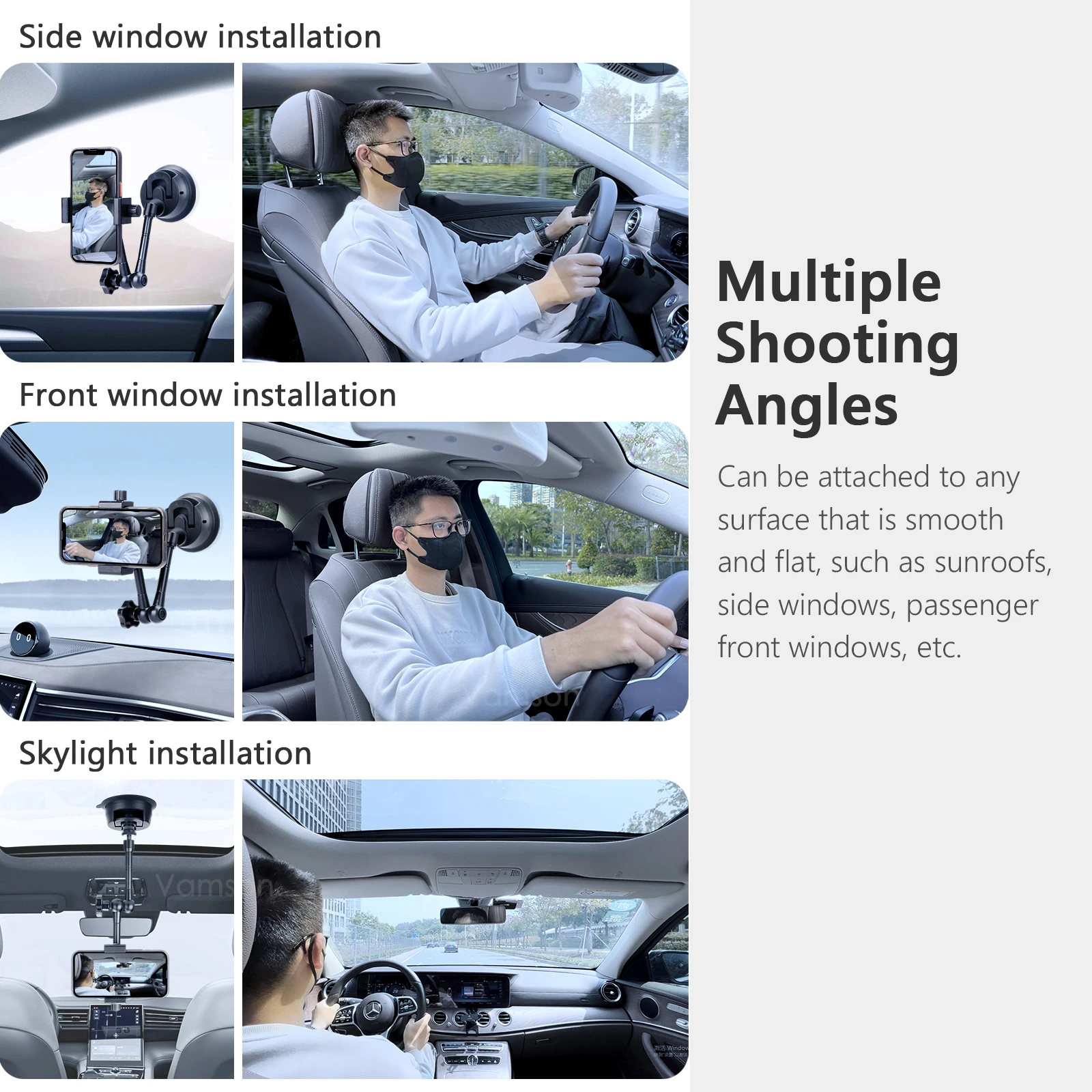 Vamson-carro Telefone Ventosa Suporte para Smartphones Insta360 x3 Acessórios 9cm de Diâmetro Fit For Gopro Hero 11 10 - Image 5