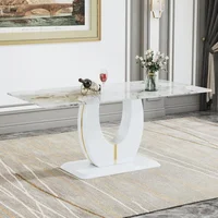 Dining Table 71" Marble Kitchen Table Modern Rectangular Dining Room Table with Marble Tables Top Wood Pedestal Base Ideal 1