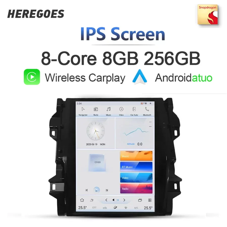

Tesla Style Qualcomm Auto Android Car Radio GPS Player Carplay DSP 8G+256G Wifi Bluetooth For Toyota Fortuner 4 Runner 2016-2019