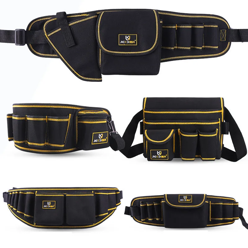 deli dl5864 tool waist bag electrician bag made of 600d polyester oxford cloth epe cloth durable strong tool storage toolkit Multi functional maintenance tool Oxford cloth hardware toolkit small tool bumbag