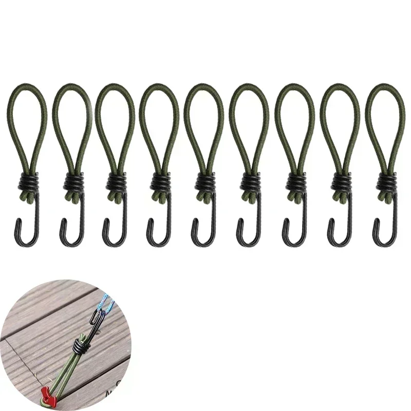 Outdoor Tent Ropes Camping Tent Accessories 15cm Tent Elastic Rope Cord with Hook Camping Tent Fixation Elastic Stretch Rope