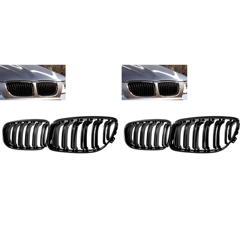 

2 Pair Car Front Grille Gloss Black Inlet Grille For BMW E90 LCI 3-Series Sedan/Wagon 2009 - 2011