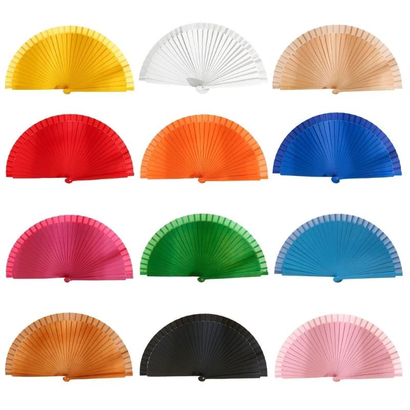 Folding Wooden Hand Fan for Weddings and Dance Parties