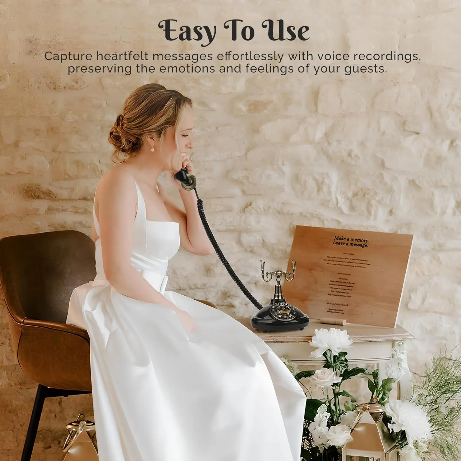 كتاب ضيوف صوتي بنمط عتيق ، هاتف زفاف ، رسالة صوتية...