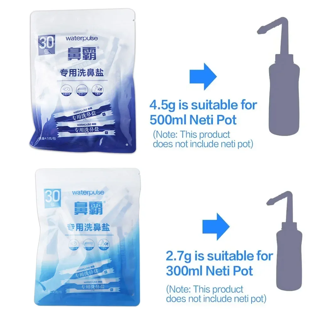60PCS 2.7g 4.5g Nose Cleaner Salt Nasal Rinse Salt Allergies Relief Washing Rinse Nasal Wash Packs Irrigator Accessories nasal irrigator set