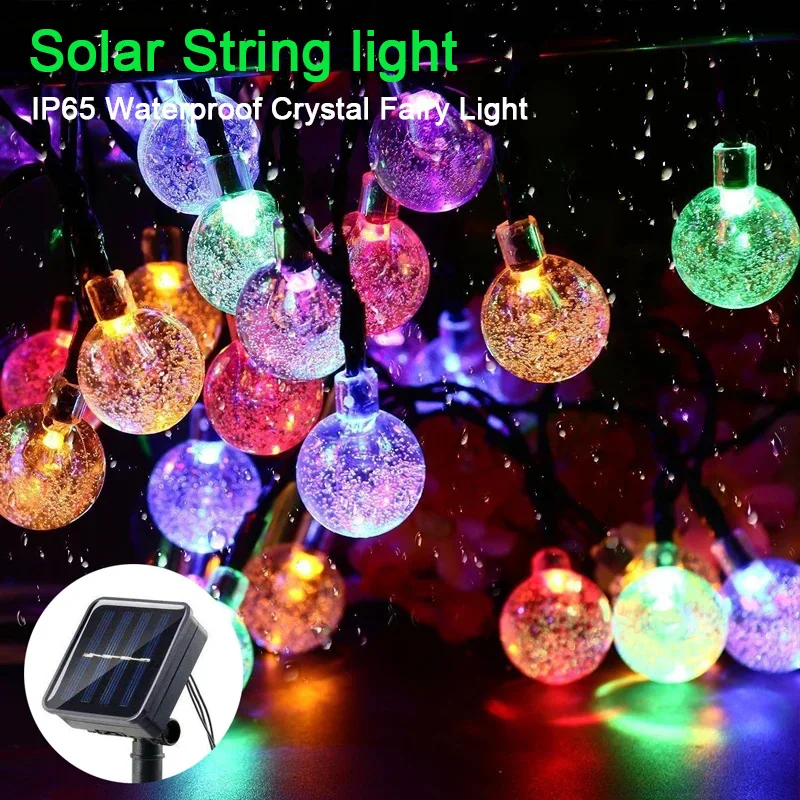 

Solar String Lights Garden 100LED Crystal Fairy Light Chritmas Garland 8 Modes Waterproof Patio Light for Garden Party Decor