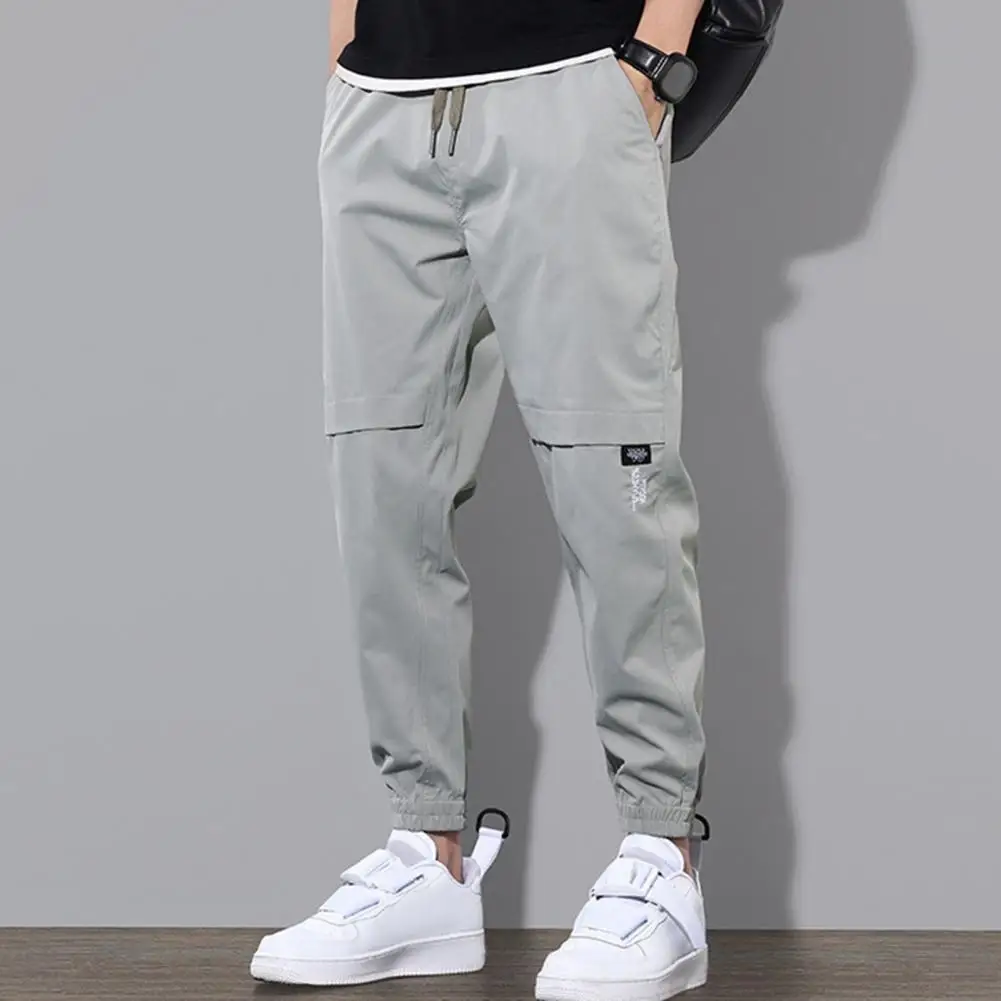 

Men Trousers Men's Multi-pocket Cargo Pants with Drawstring Waist Ankle-banded Design for Gym Outdoor Activities Daily Wear Long