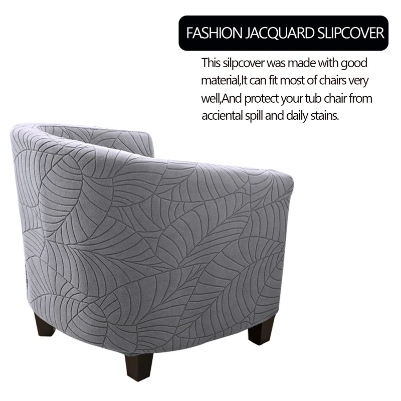 Jacquard Club Chair Cover Solid Color Elastic Tub Armchair Slipcovers Stretch Spandex Club Sofa Covers for Living Room Bar Home 6