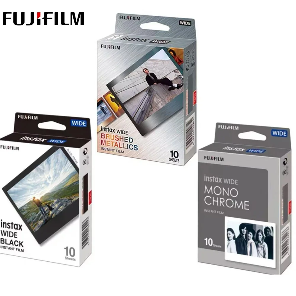 Fujifilm Instax Wide BRUSHED 흑백 5인치 필름 인스턴트 화이트 에지 포토 페이퍼 10 20 50매 Fuji WIDE100/200/300용