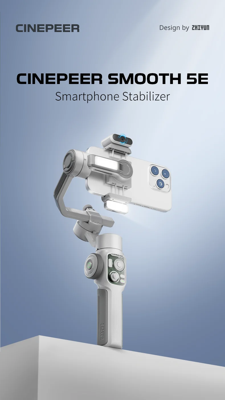 SMOOTH 5E 3-Axis Phone Gimbal: Portable Stabilizer for iPhone 15 Pro/Huawei Hand