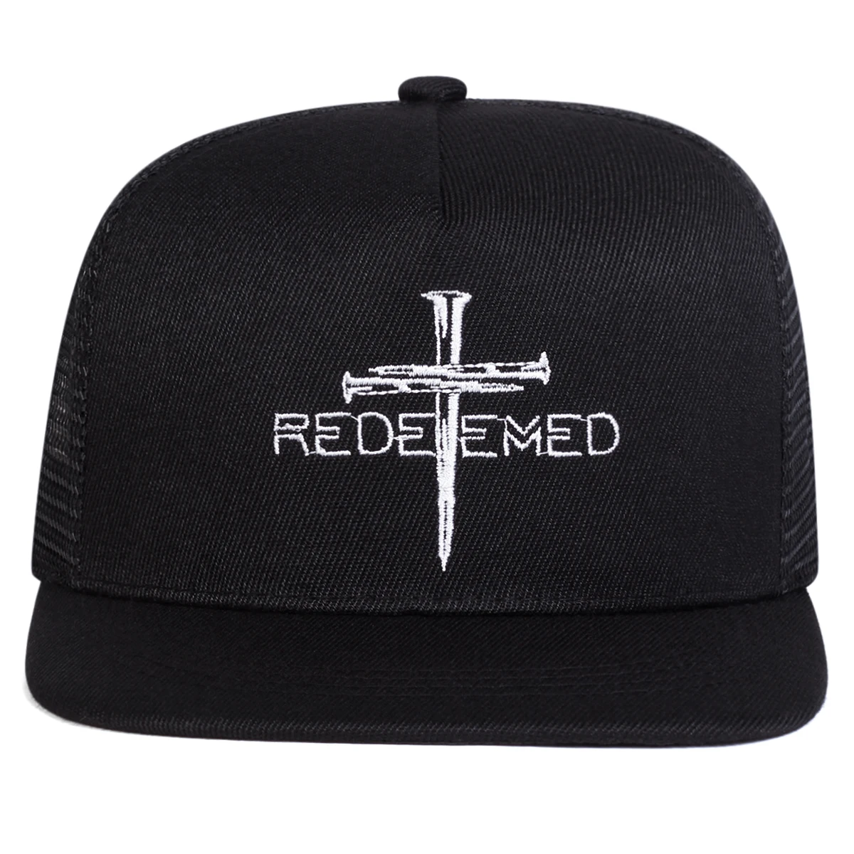Unisex REDEEMED Hip-Hop-Netzhüte mit Kreuzstickerei, für Frühling und Sommer, für den Außenbereich, verstellbar, lässige Baseballkappen, Sonnenschutzhut, Sportkappe – Detail 3